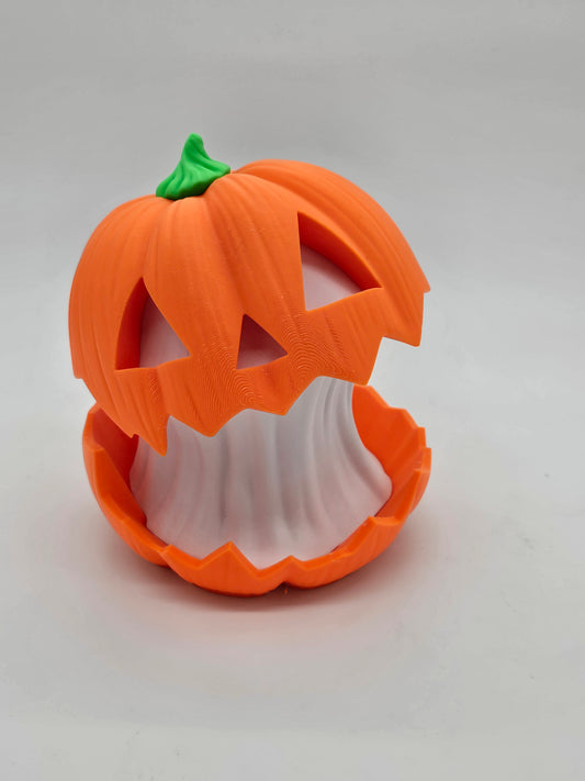 Glowgut Pumpkin Tea Light – Creepy Jack-o'-Lantern Light | 3D Printed Halloween Pumpkin Décor Centerpiece