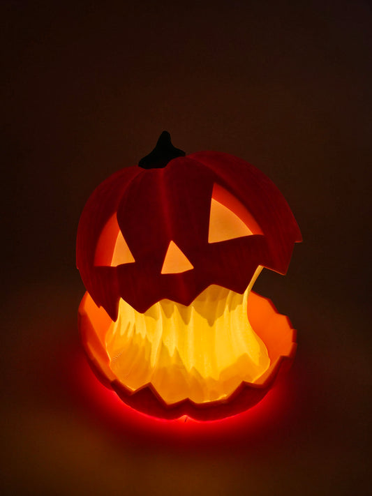 Glowgut Pumpkin Tea Light – Creepy Jack-o'-Lantern Light | 3D Printed Halloween Pumpkin Décor Centerpiece